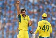 Mitchell Starc is ecstatic after claiming a wicket in the 2023 ODI World Cup. (Image Credits: Getty Images)